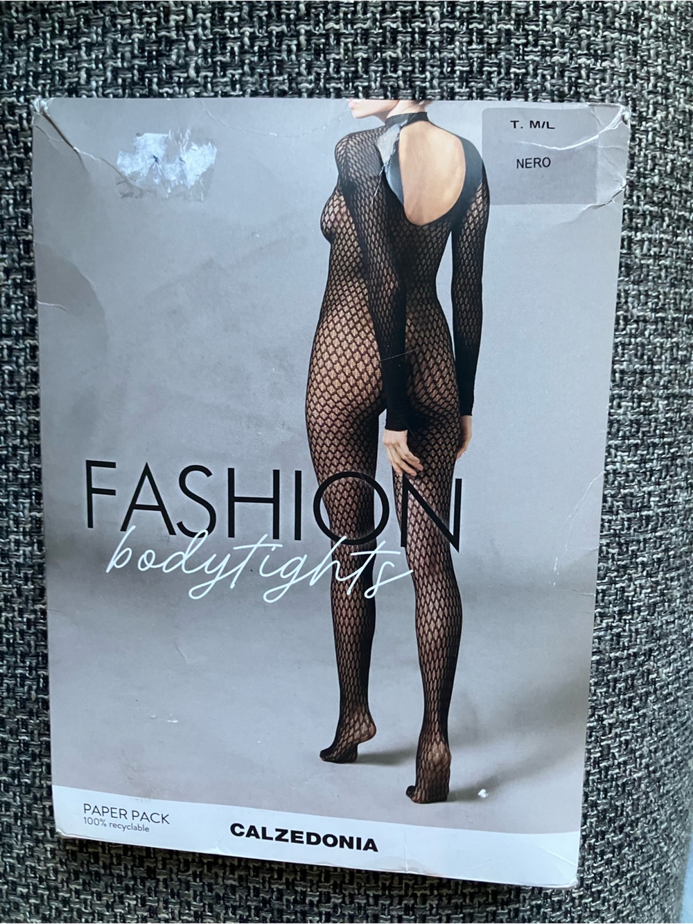 Calzedonia Women's Black Fishnet Bodystocking, sexy body tights. Size M/L